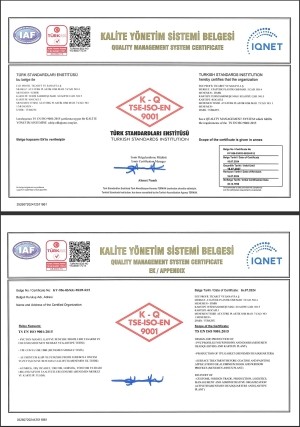 TS EN ISO 9001 KALİTE YÖNETİM SİSTEMİ BELGESİ