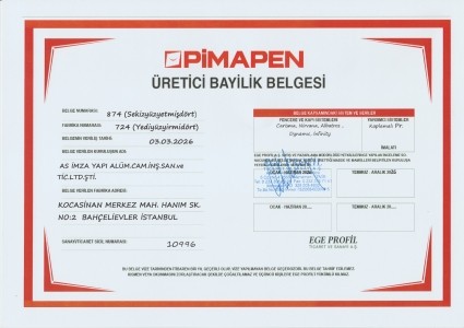 شهادة وكالة إنتاج AS İMZA YAPI Pimapen لعام 2026